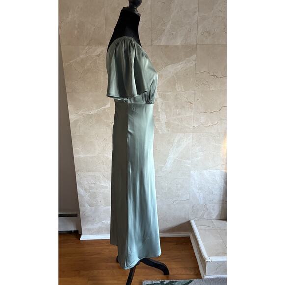 Baltic Born Sage Green Satin Midi Dress Small Wedding Guest Bridesmaid Softgirl - Picture 8 of 11